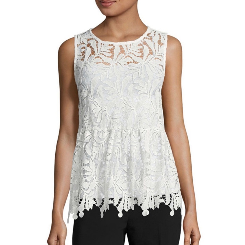 Worthington Sleeveless Round Neck Georgette Blouse